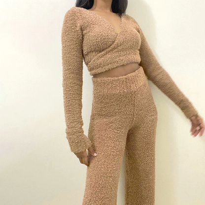 Casual Lamb Wool Two Piece Set