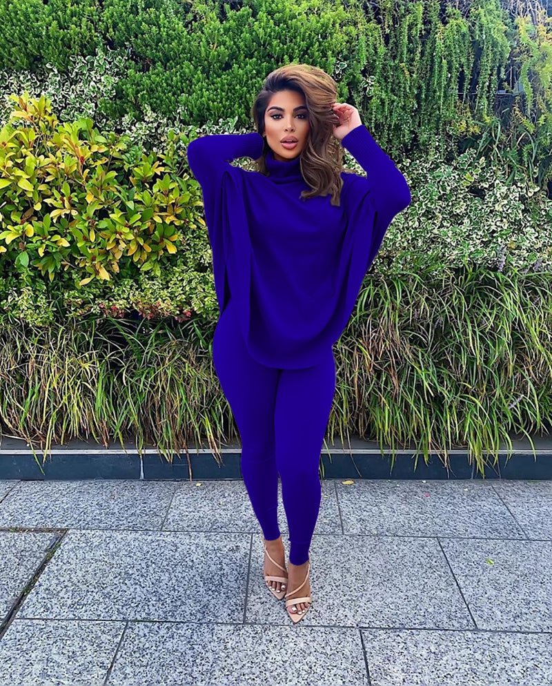 Oversize Turtleneck Top and Bodycon Pants Set