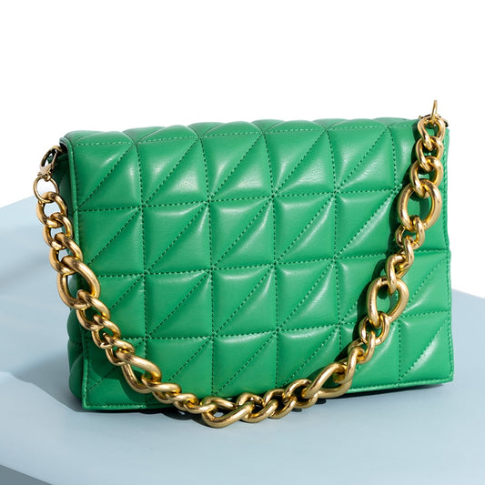 Thick Chain Quilted Shoulder Handbag