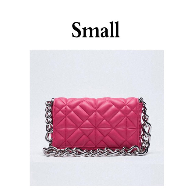 Thick Chain Quilted Shoulder Handbag