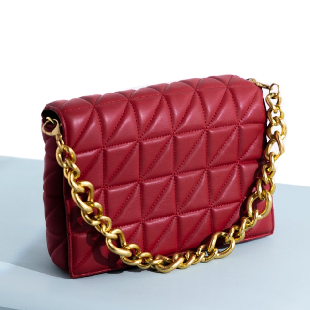 Thick Chain Quilted Shoulder Handbag