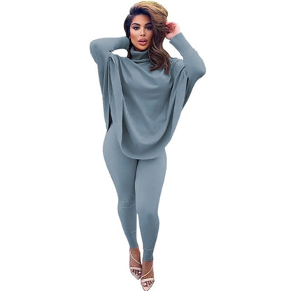 Oversize Turtleneck Top and Bodycon Pants Set