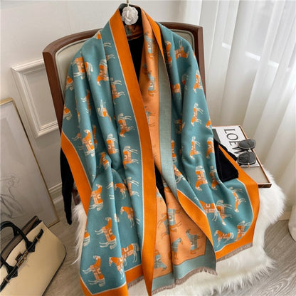 Horse Printed Pashmina Blanket Cape