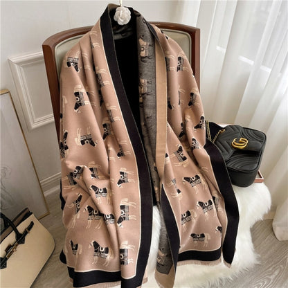 Horse Printed Pashmina Blanket Cape