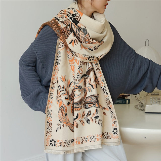 Horse Printed Pashmina Blanket Cape