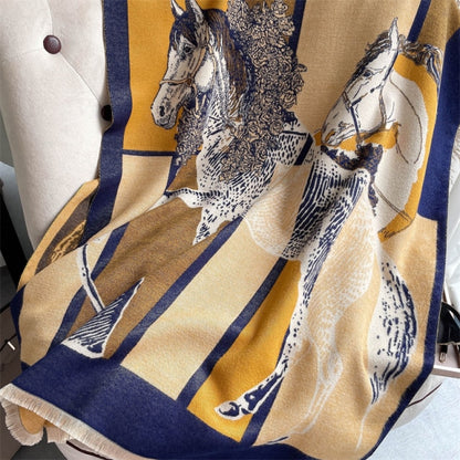 Horse Printed Pashmina Blanket Cape