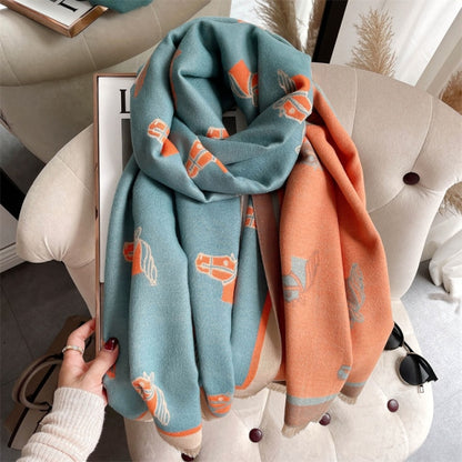 Horse Printed Pashmina Blanket Cape