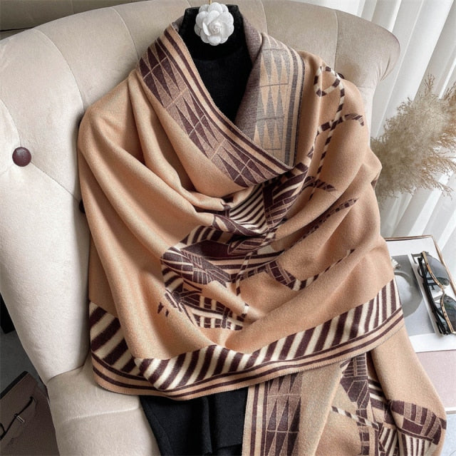 Horse Printed Pashmina Blanket Cape