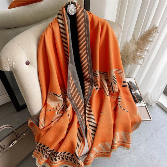 Horse Printed Pashmina Blanket Cape