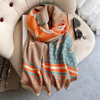 Horse Printed Pashmina Blanket Cape