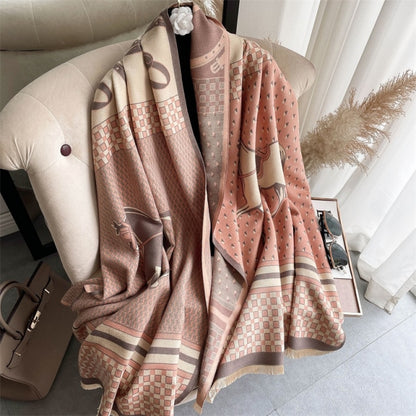 Horse Printed Pashmina Blanket Cape