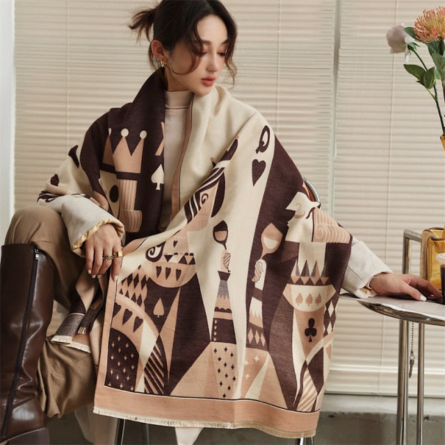 Horse Printed Pashmina Blanket Cape