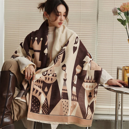 Horse Printed Pashmina Blanket Cape