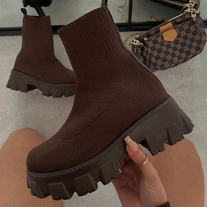 Casual Knitted Short Boots Women