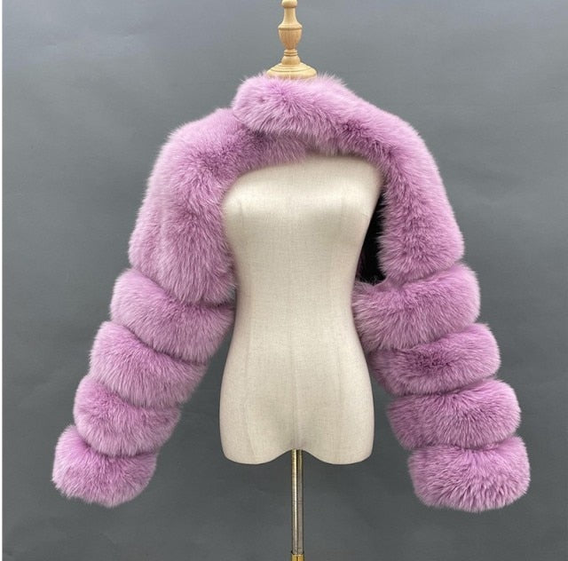 High Quality Faux Fox Fur Coat Women