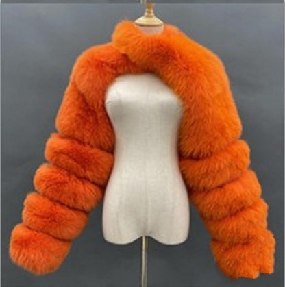 High Quality Faux Fox Fur Coat Women