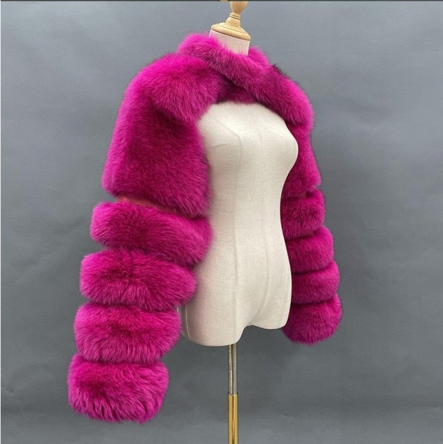 High Quality Faux Fox Fur Coat Women