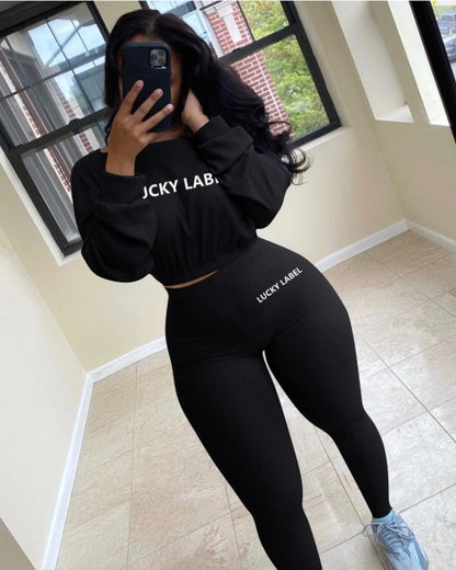 Women Two Piece Ribbed Tracksuits