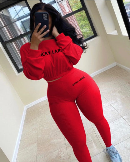 Women Two Piece Ribbed Tracksuits