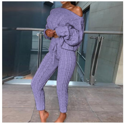 High Waist Knitted Pencil Pants Set