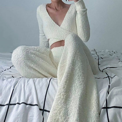 Casual Lamb Wool Two Piece Set