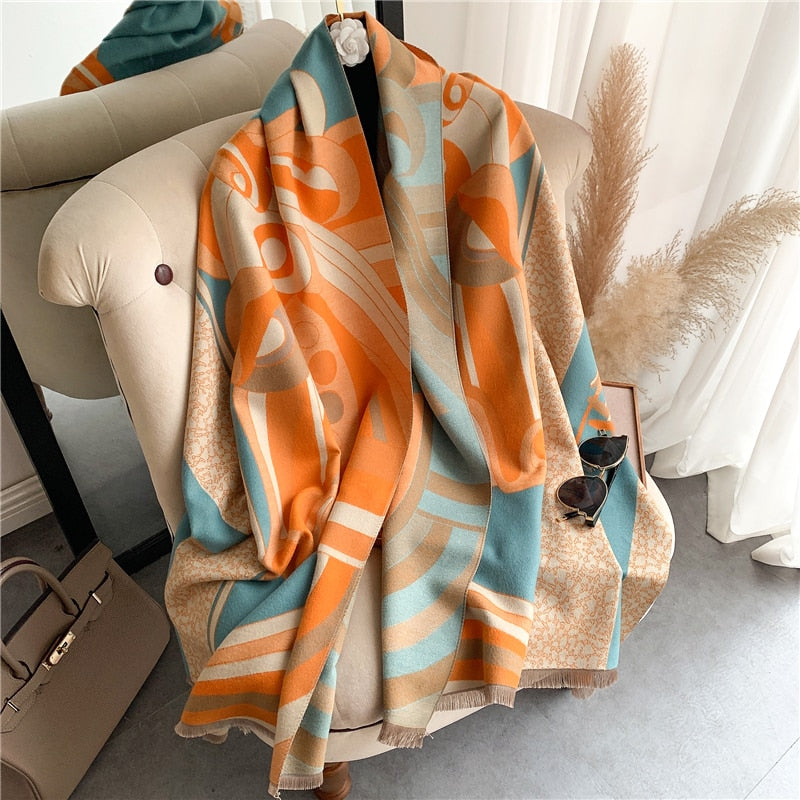 Horse Printed Pashmina Blanket Cape