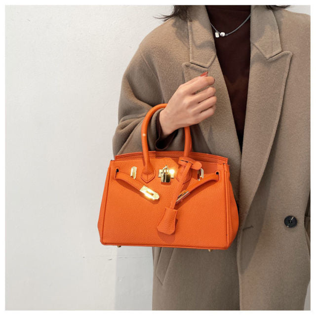 Stone Patent Orange Crossbody Bag