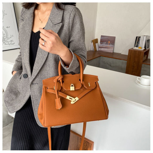 Stone Patent Orange Crossbody Bag