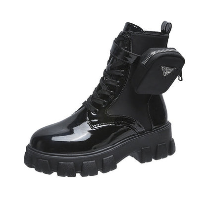 Female Pocket Design Thick Bottom Boots